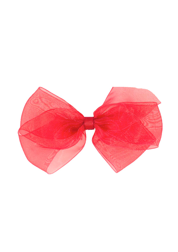 Organza Bow Clip Red