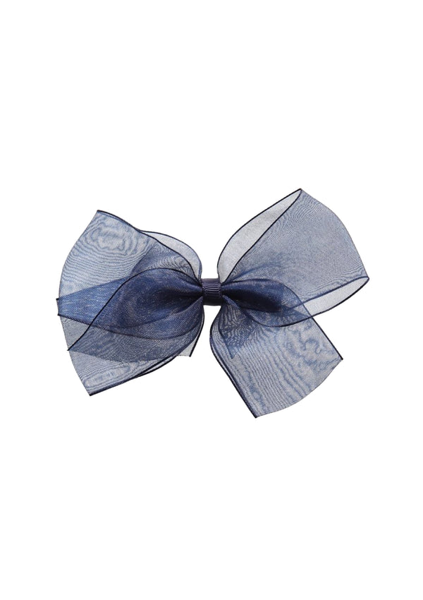 Organza Bow Clip Navy