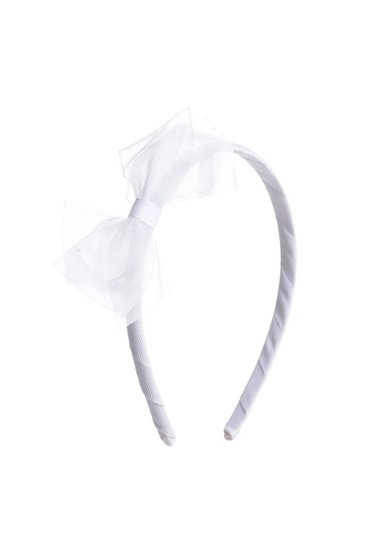 White Organza Bow Hairband