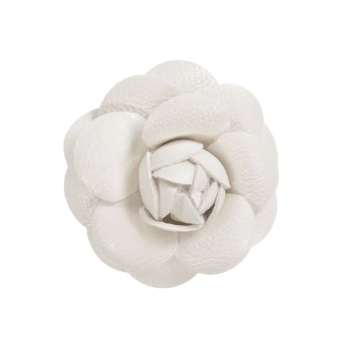 White Leather Flower Hair Clip