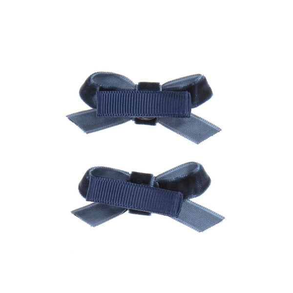 Navy Mini Velvet Bows (2 Pack)