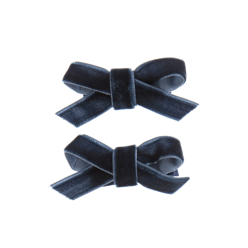 Navy Mini Velvet Bows (2 Pack)