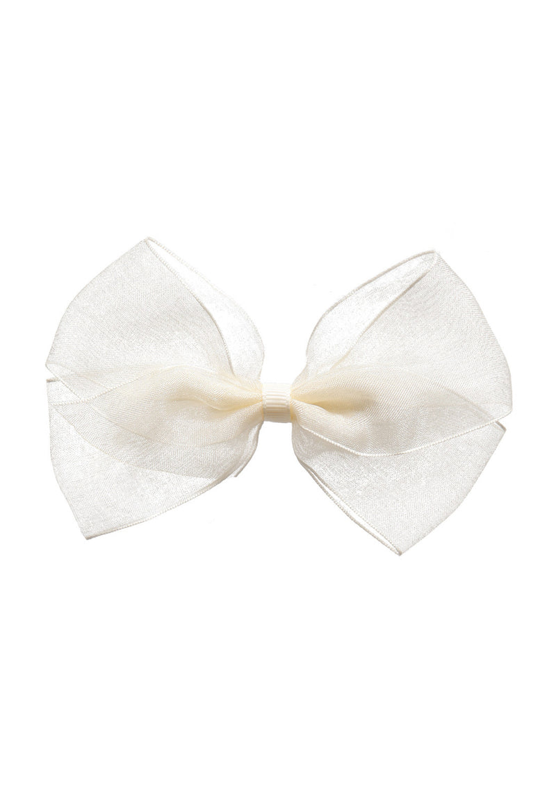 Organza Bow Clip Ivory Bubble Dot