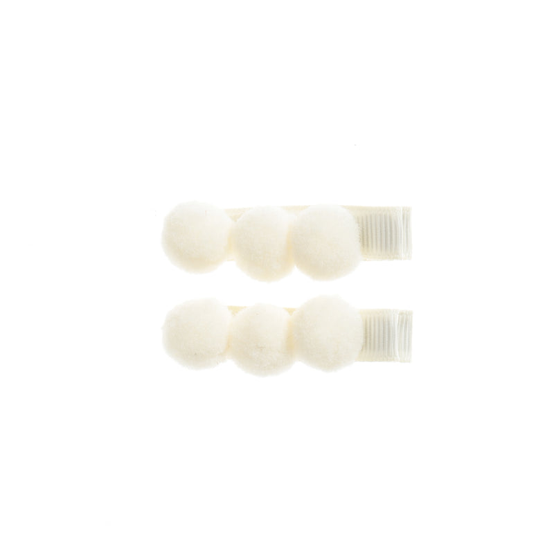 Cream PomPom Clips