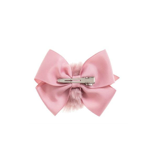 Dusty Pink Pom Bow