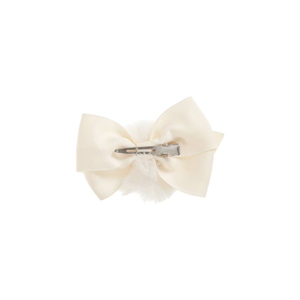 Cream Pom Pom Bow