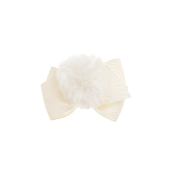 Cream Pom Pom Bow