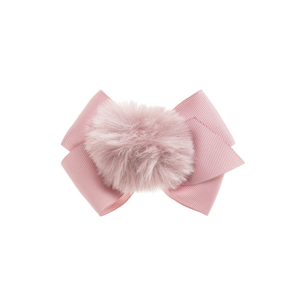 Dusty Pink Pom Bow