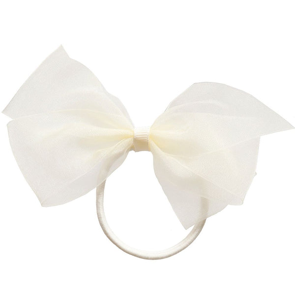 Organza Bow Ivory Hair Elastic