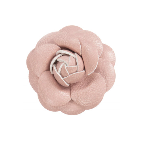 Pink Leather Flower Hair Clip