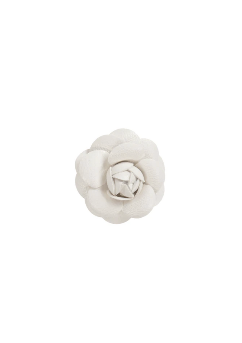 White Leather Flower Hair Clip