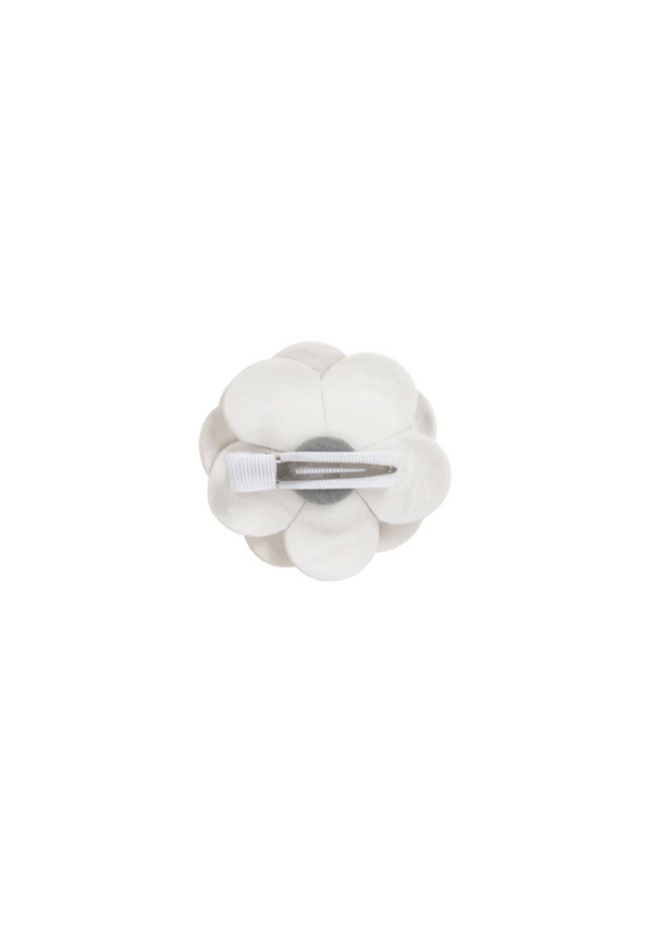 White Leather Flower Hair Clip