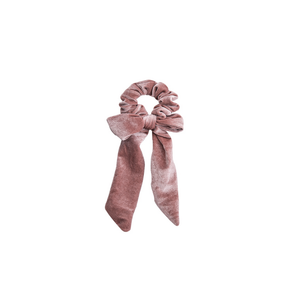 Premium Pink Velvet Bow Scrunchie